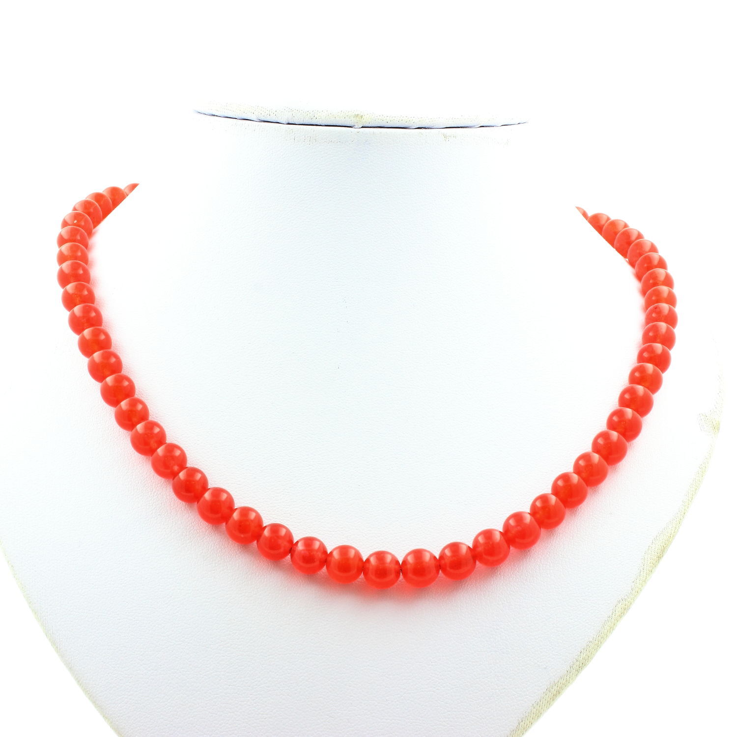 Collier perles Calcédoine rouge 8mm et chaine en argent pour femme