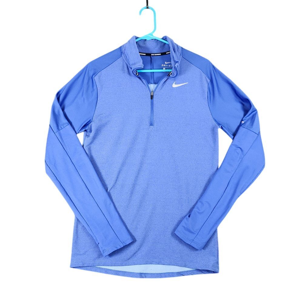 Nike Dri-FIT Quarter Zip Athletic Running Pullover Performance Long Sleeve Blue
