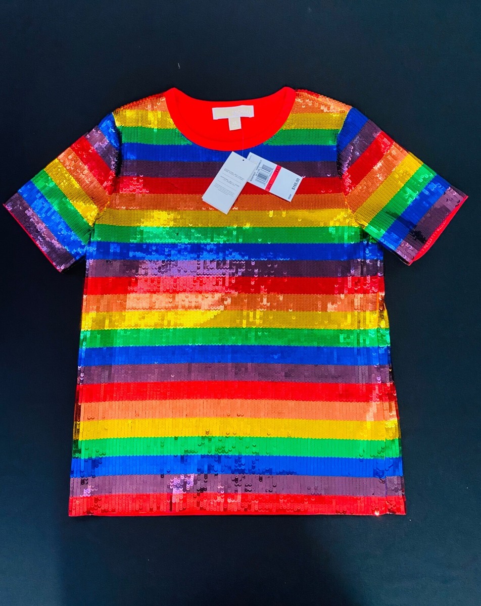 Michael Kors Sequins T-Shirt Rainbow Multi AUTHENTIC NWT Michael Kors Sequins T-Shirt Rainbow Multi AUTHENTIC NWT