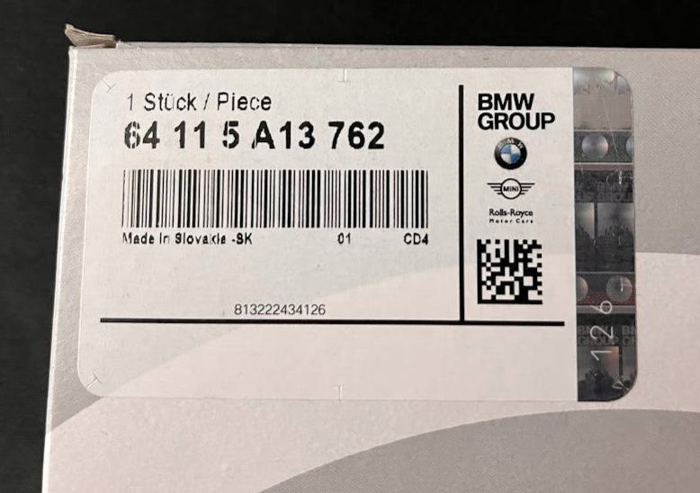 Genuine BMW G07 X7 Fine Dust Filter Rear 64115A13762 3rd Row 5