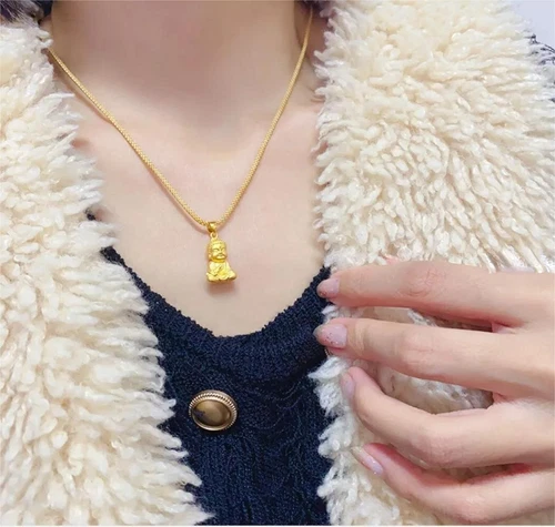Reines 24K Gelbgold 999 Segen 3D Buddha Anhänger Herren Damen Charm Schmuck 1g - Bild 6 von 12