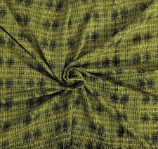 Cotton Spandex Fabric Jersey Knit by the Yard Grid Print Black Green 12/21