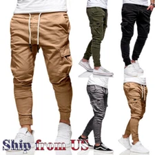 Man's Casual Joggers Pants Sweatpants Cargo Combat Workout Trousers ACCEPT OFFER