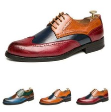 Men's Faux Leather Shoes Carved Brogue Business Casual Oxfords Lace Up Fashion