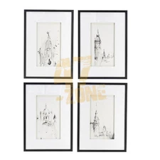 S/4 Architecture Wall Art Black White Indoor Outdoor Living Dining Room