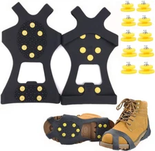 Fiersh Ice Cleats - Snow Grippers Crampons Anti-Slip Traction Cleats Ice & Snow 