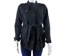 Motherhood Maternity Coat Medium Black Button Front Belted