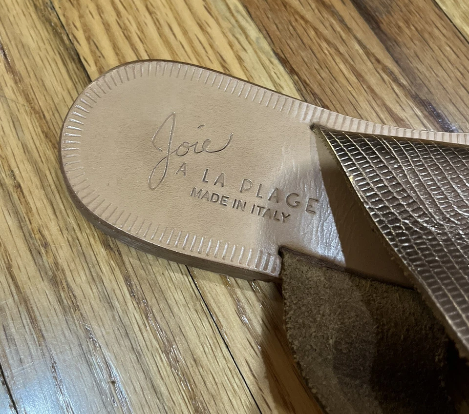 Sandalias Italianas de Cuero Metálicas Oro Rosa Por Joie A LA Plage Talla 6 Foto 2 de 4