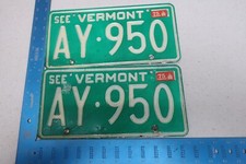Vermont VT License Plate Tag 1975 75 Natural Sticker Pair Set AY-950