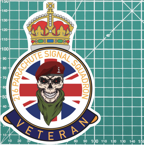 216 Parachute Signals Squadron Veteran UV Laminated Skull & Beret Decal - Picture 9 of 9