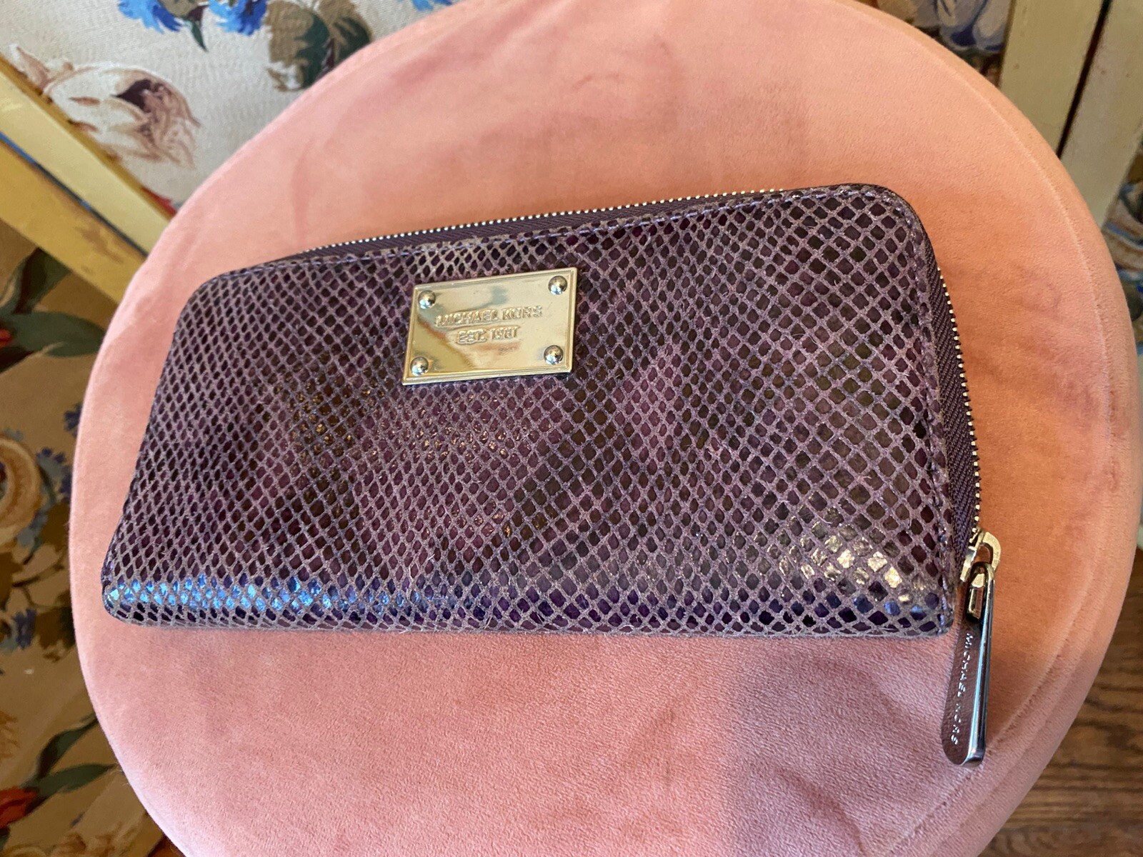 Michael Kors Jet Set Purple Python Pattern Leathe… - image 2