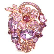 925 Sterling Silver 7 x 9 mm. Pink Mystic Topaz  Sapphire Ring Size 8.5