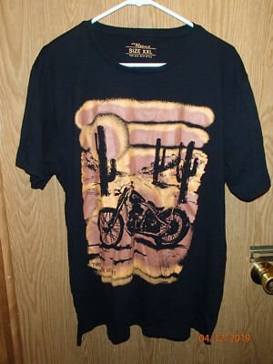 MENS NICE JEAN PASCALE BLACK GOLD DESERT MOTORCYCLE  T-SHIRT SIZE XXL