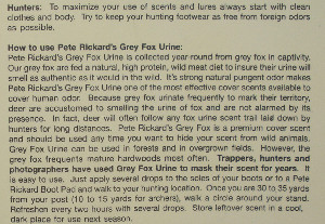 Pete Rickards LH522 Grey Fox Cover Scent 2 Oz. Pump Sprayer