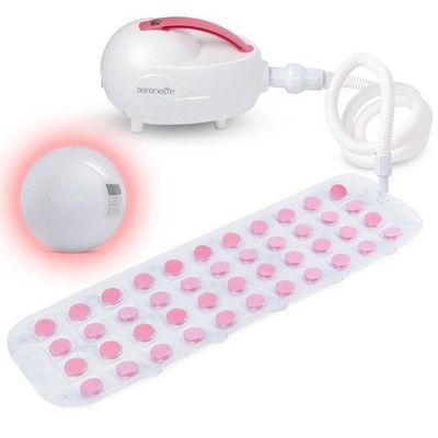 SereneLife Bubble Bath Mat   Portable Waterproof LED Light w/ Remote (Pink)