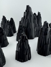 For Heroscape Terrain - Black Obsidian 15 Hex Rock Outcrop Lot of 6  Custom 