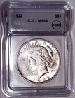 1922 Peace Silver Dollar $1 ICG MS64