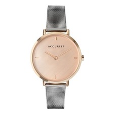 Image of Accurist Pink Dial Ladies Watch Mesh Bracelet 8348