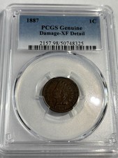 1887 Indian Head Penny (Cent) PCGS Damage EXTRA FINE (XF) Detail