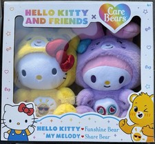 Care Bears x Hello Kitty Plush 2 Pack Funshine Bear  My Melody Share Bear NEW