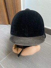 Reithelm PRO TECH schwarz Gr. L 59-61cm Samt gepolstert verstellbar Top Zustand