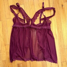 Babydoll Nightie Lingerie Red Open Cup Sheer Mesh Flowy Sexy Plus 3X 4X Lace