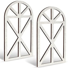2 Packs 15.16 x 7.7 Inch Rustic Wood Window Frame Wooden Cathedral Arch
