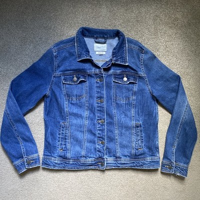 Universal Thread Freeborn Women's Blue Jean Jacket Button Front Collared, Size L