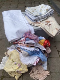 Vintage Antique Linen Job Lot Embroidered Table Place Settings Lace Work Etc