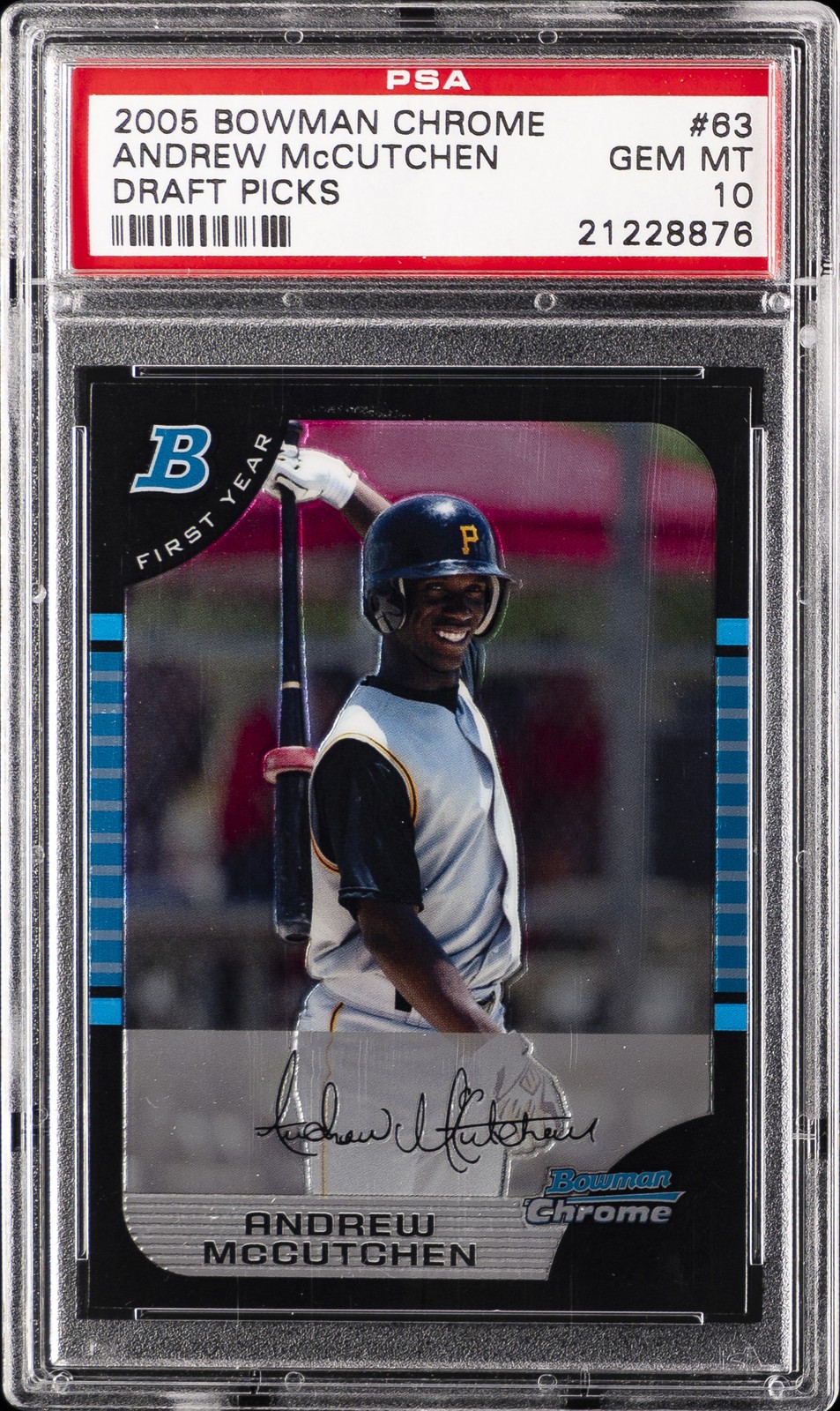 2005 BOWMAN CHROME DRAFT PICKS #63 ANDREW MCCUTCHEN ROOKIE RC PSA 10