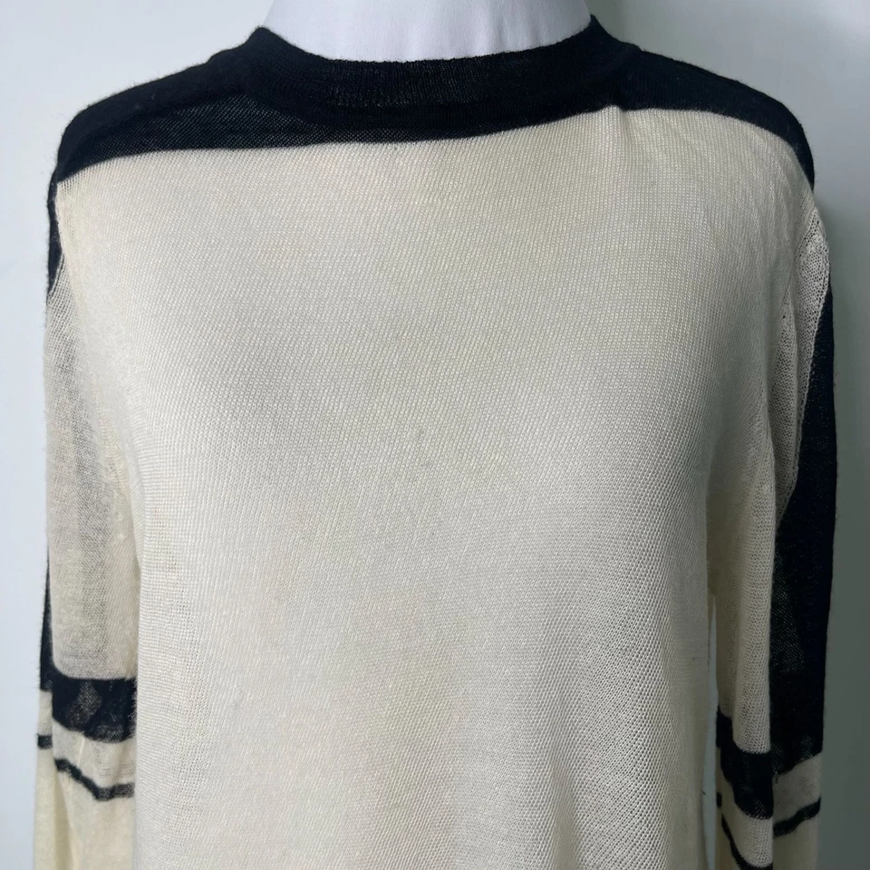 A.LC. Sudadera para mujer negra crema 100 % lana cuello redondo talla grande Foto 2 de 4