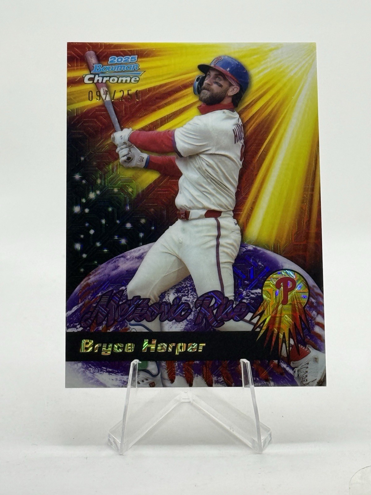Bryce Harper 2025 Bowman Chrome Meteoric Rise #ms-14 Purple Mojo /250 🔥🔥Q262