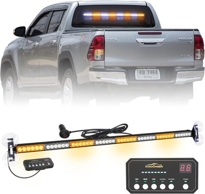 XRIDONSEN 35 inch Traffic Advisor Light Bar 48 LED Strobe Lights White/Amber 