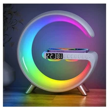Table Lamp, 4-in-1 Wireless Charger, Night Light, Alarm Clock, and Bluetooth ...