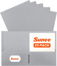 Folders with Pockets 25 Pack, Gray , 2 Pocket Folders Fit Letter Size Paper, Pa
