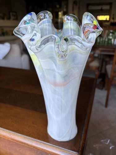 Murano TAMMARO HOME Since 1891 Multi-Color Hand Blown 10.5” Inside Out Vase