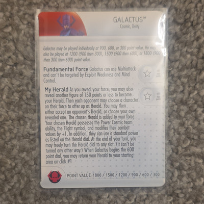 WizKids Marvel HeroClix Galactus G001 Character Card Painted Chase 2012