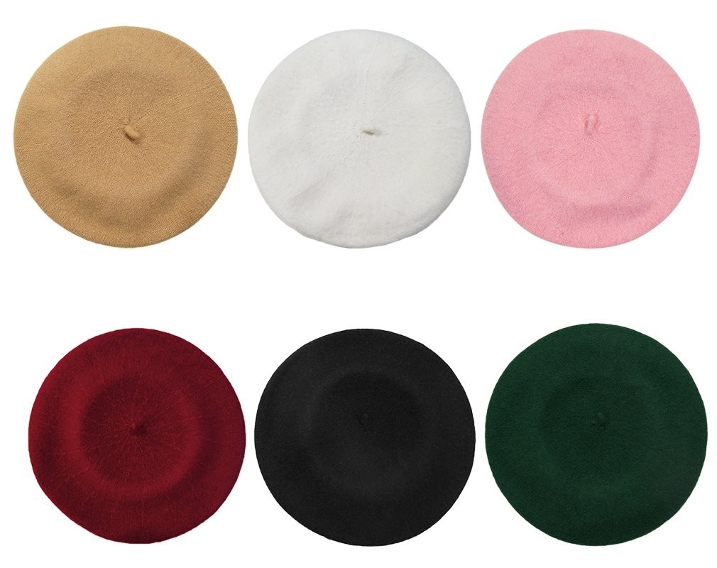 Women Men Warm Beanie Hat Solid Color Wool French Beret  display picture 3