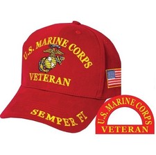 CP00313 Red U.S. Marine Corps Veteran "Semper Fi" Cap OFFICIALLY LICENSED