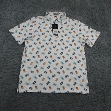 Bad Birdie Polo Shirt Mens XL White Core Polo Crushable Graphic Print NWT