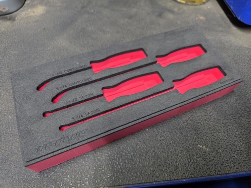 Snap On Red FMMR04b 4 Piece Seal Pick Remover Foam Tool Organizer Storage Tray - Afbeelding 1 van 3