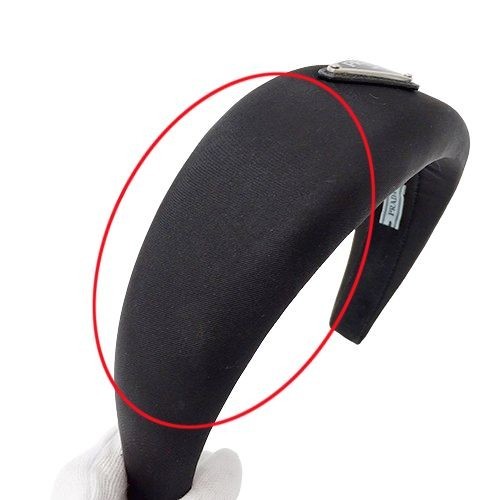 PRADA Triangle Logo Hair Band Nylon Black Headband Hair Accessory