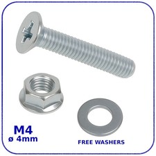 Screws and Nuts M4 4mm Machine Screw Countersunk CSK Pozi Flat Head Zinc Washers
