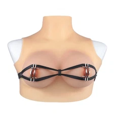 BDSM Chest Nipple Clamp Toy Breast Bondage Belt Wearable Bra Leather For Famale