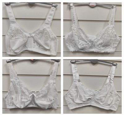 Weißer ungepolsterter BH ohne Bügel für Damen von Marlon UK-Größe 34 44 B-E