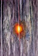 Old Wooden Boards with Sunlight Beam Watercolor Painting