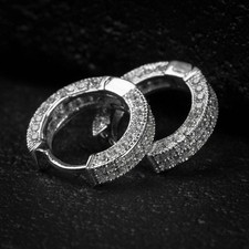 2 Ct Round Cut Lab-Created Diamond Women's Hoop Earrings 14K White Gold Plated