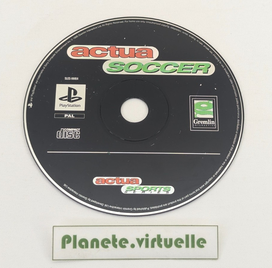ACTUA SOCCER PLAYSTATION PS1 PAL EUR  🌟 CD UNIQUEMENT
