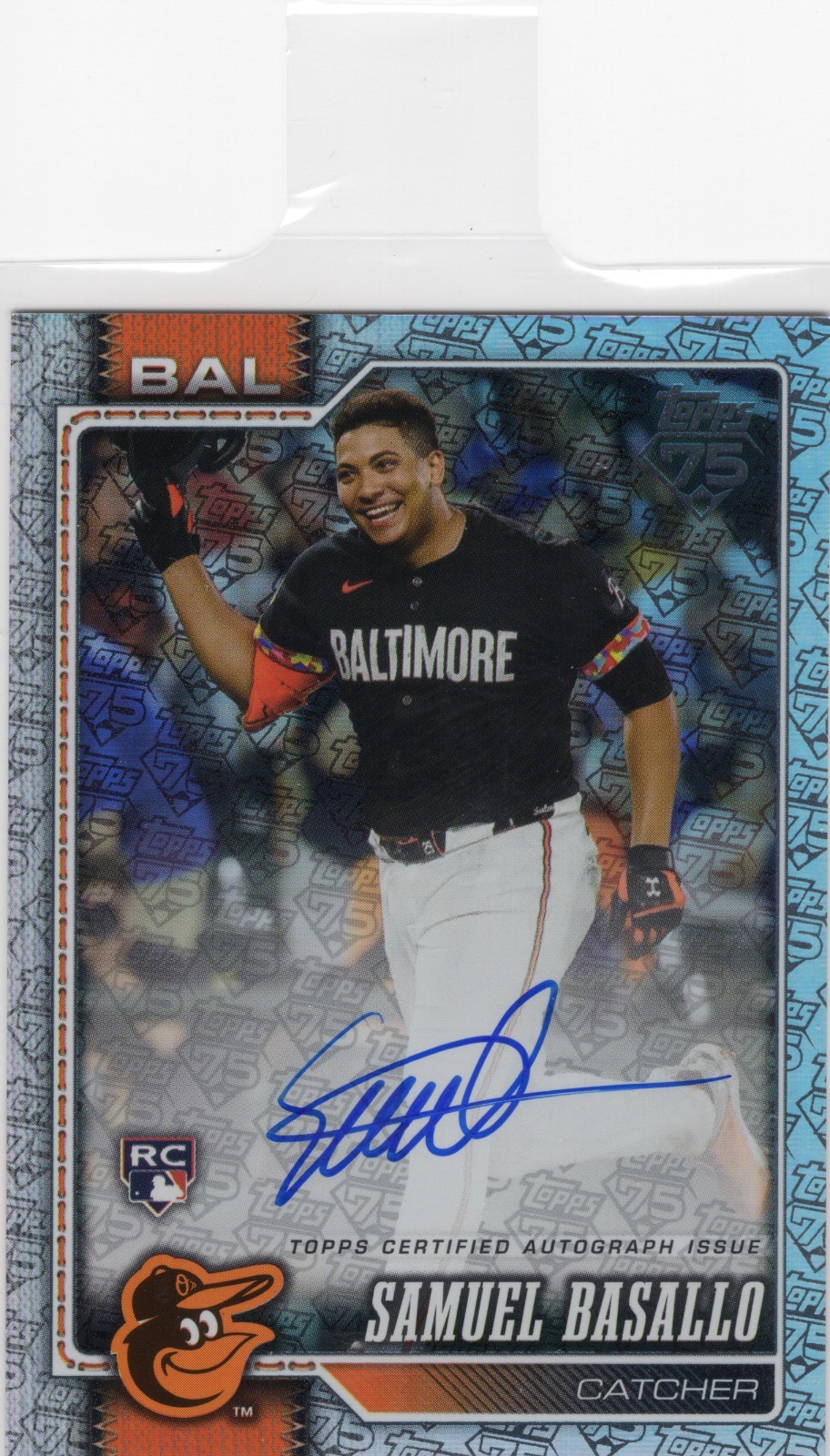 2026 Topps Samuel Basallo Real One Autograph 75th Anniversary #104 /75 RC