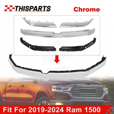 Front Upper Grille Hood Molding Trim Garnish Chrome For Dodge Ram 1500 2019-2024
